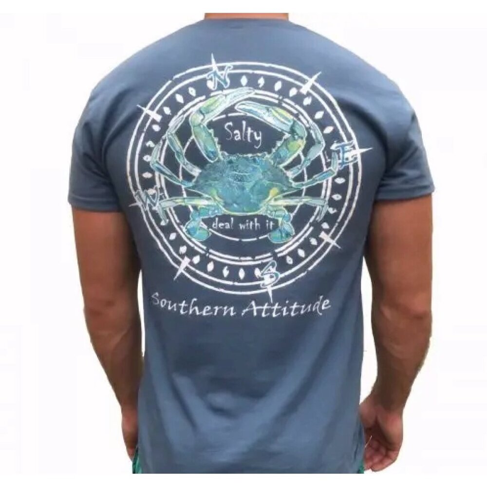 Salty Deal With It Crab Compass Short Sleeve T-Shirt NEW Fast Ship